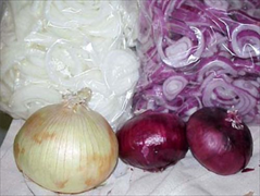 Sliced White or Red Onions.